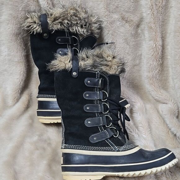 SOREL JOAN OF ARCTIC BLACK WINTER BOOTS, SIZE 9 - Picture 2 of 11